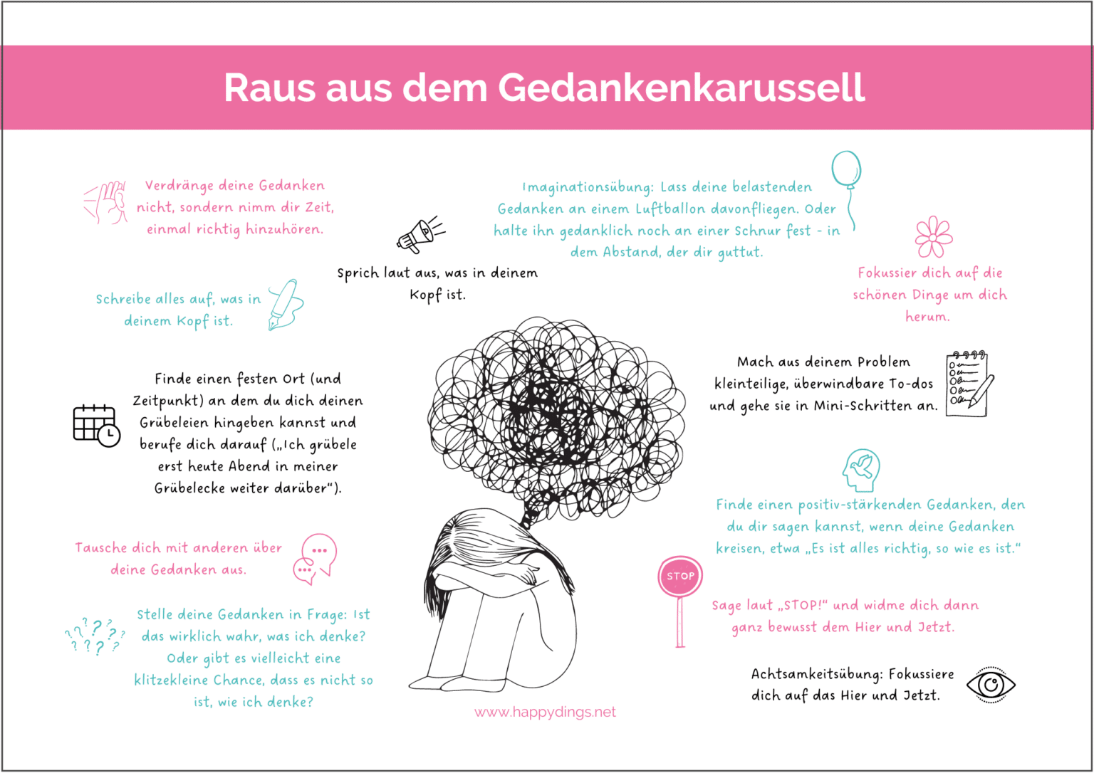 Gedankenkarussell stoppen 12 Tipps um weniger zu grübeln Happy Dings