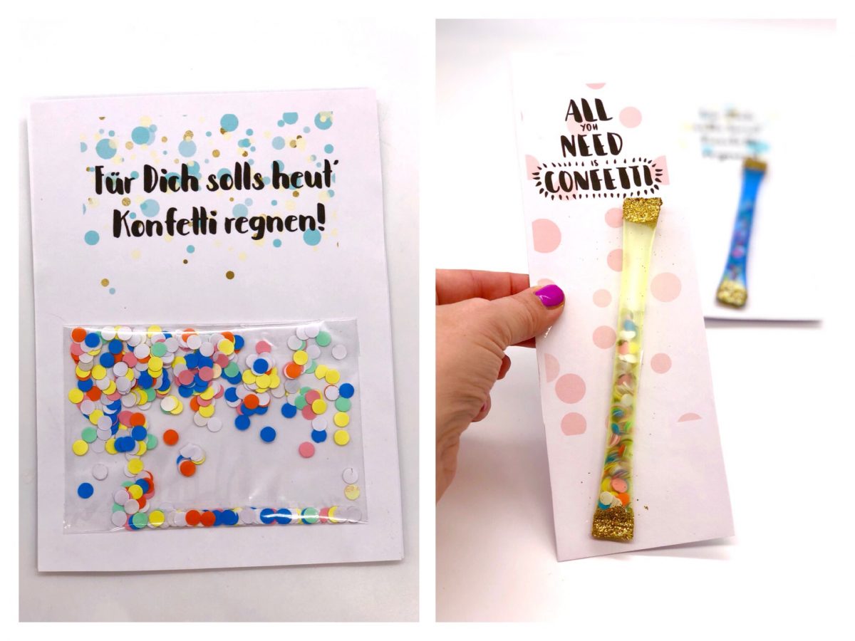 DIY Geburtstagskarten kostenlos ausdrucken und selbst gestalten mit Konfetti