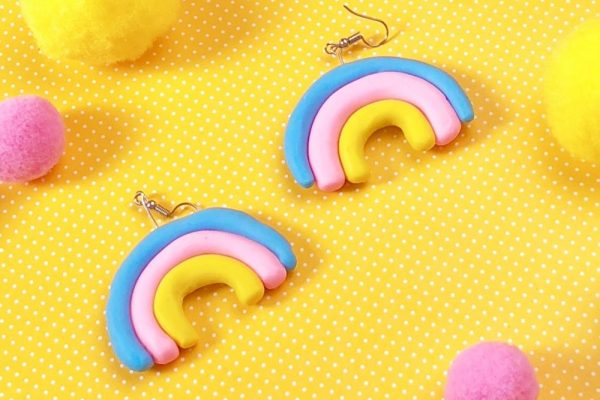 Einfache Fimo Ideen - bunte Regenbogen Ohrringe selber machen