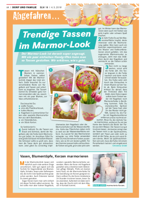 Screenshot Tassen marmorieren - erschienen im Bayerischen Landwirtschaftlichen Wochenblatt, www.wochenblatt-dlv.de