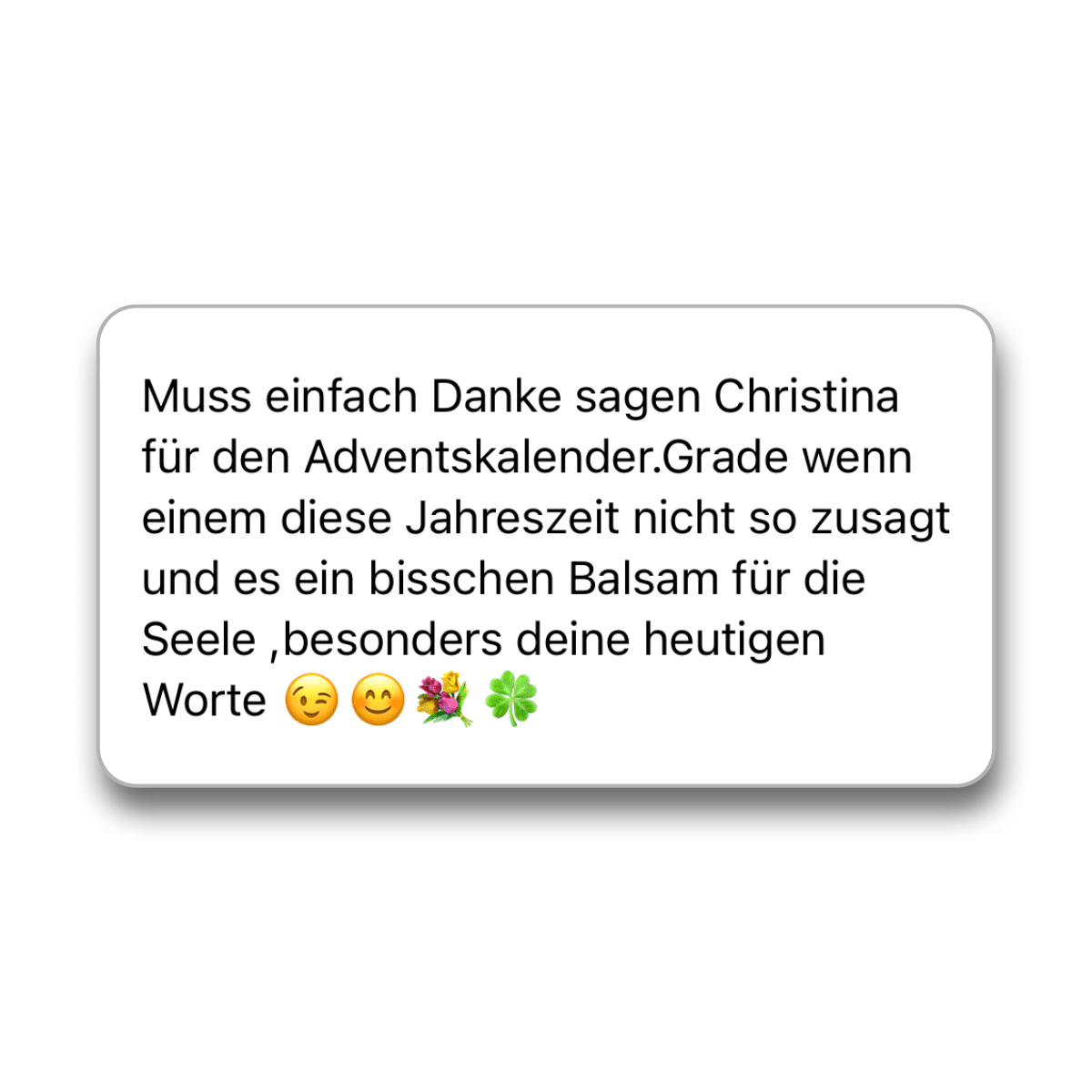Kundenstimme zum Adventskalender mit positiven Sprüchen von Happy Dings