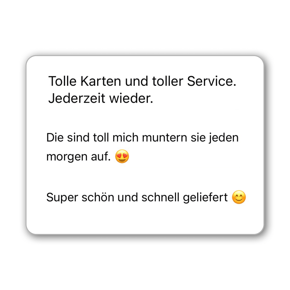 Kundenfeedback zu den Glückskarten für Mamas – liebevolle Worte über Service und Alltagstauglichkeit